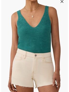 Faherty Miramar Linen & Organic Cotton V-Neck Sweater Tank, Size XS